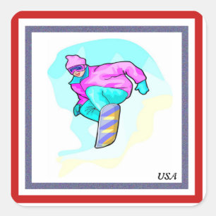 Luv bis Snowboard - Quadratischer Aufkleber