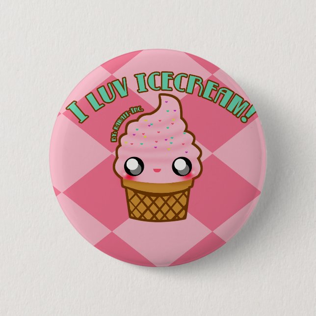 Luv I Eiscreme! Button (Vorderseite)