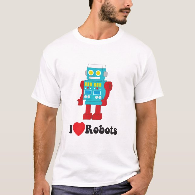 luv I Roboterschwarz-Art T-Shirt (Vorderseite)