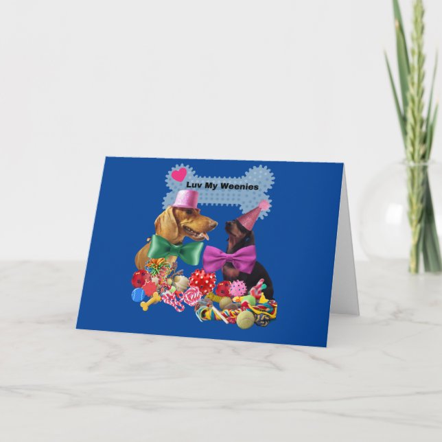 Luv My Weenies Blue Matching Envelopes Karte (Vorderseite)