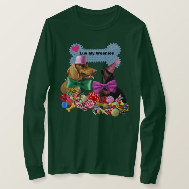 Luv My Weenies Ladies Long Sleeve TShirt (Design devant)