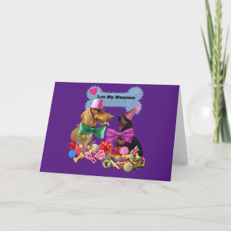 Luv My Weenies - Lila Grußkarte Karte