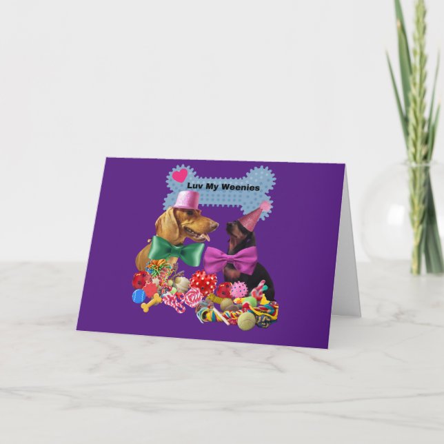 Luv My Weenies - Lila Grußkarte Karte (Vorderseite)