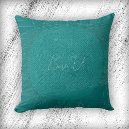 Luv U - Türkis Trendy Modern Scribbled Lines Kissen