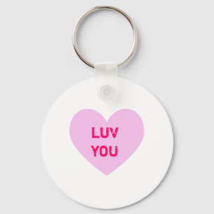 LUV YOU Pink Conversation Heart Schlüsselanhänger