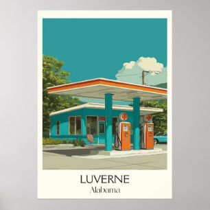 Luverne Alabama Vintage Tankstelle Poster