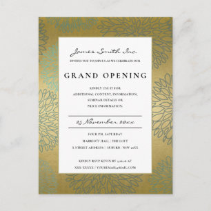 LUX BLUE GOLD DAHLIA FLORAL GRAND INVITATION D'OUV