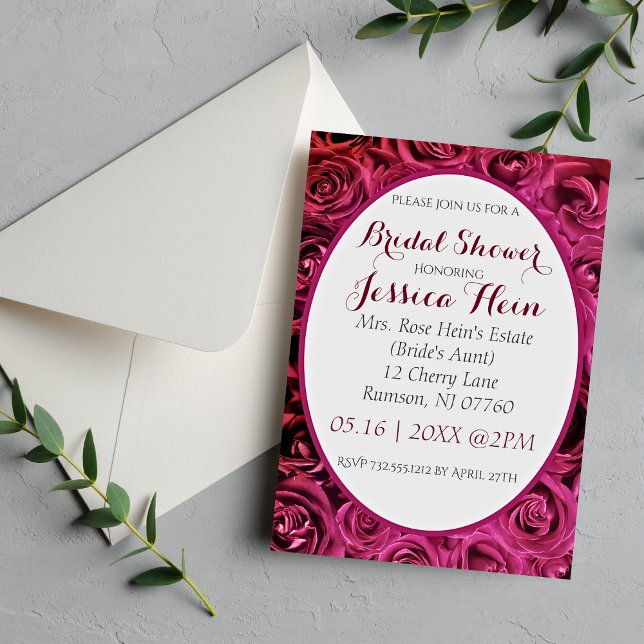 Lux Brautparty Rosa Rosen Einladung (Beautiful floral bridal shower invitations.)