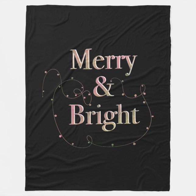 Lux Christmas Merry & Bright auf Black Fleecedecke (Vorderseite)