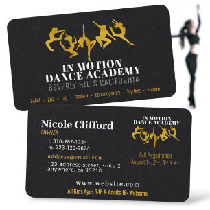 Lux Dance Studio Gold Black Business Cards Visitenkarte