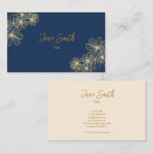 Lux Elegano Gold Blume   Blau Visitenkarte