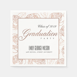 LUX ELEGANT BLUSPINK ROSE GOLD FLORAL ABSCHLUSS SERVIETTE