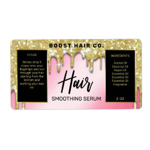 Lux Glitzer Tropfens Gold Pink Schwarzes Haar Seru