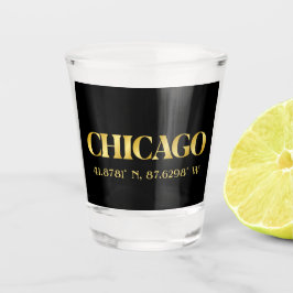 Lux Gold Chicago Latitude & Longitude Schnapsglas