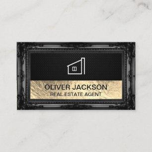 Lux Gold Foil Black Mesh   Antike Rahmen Visitenkarte