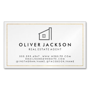 Lux Gold Foil Real Anwesen Weiß Grau Magnetische Visitenkarte