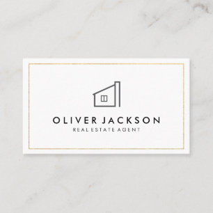 Lux Gold Foil Real Anwesen Weiß Grau Visitenkarte