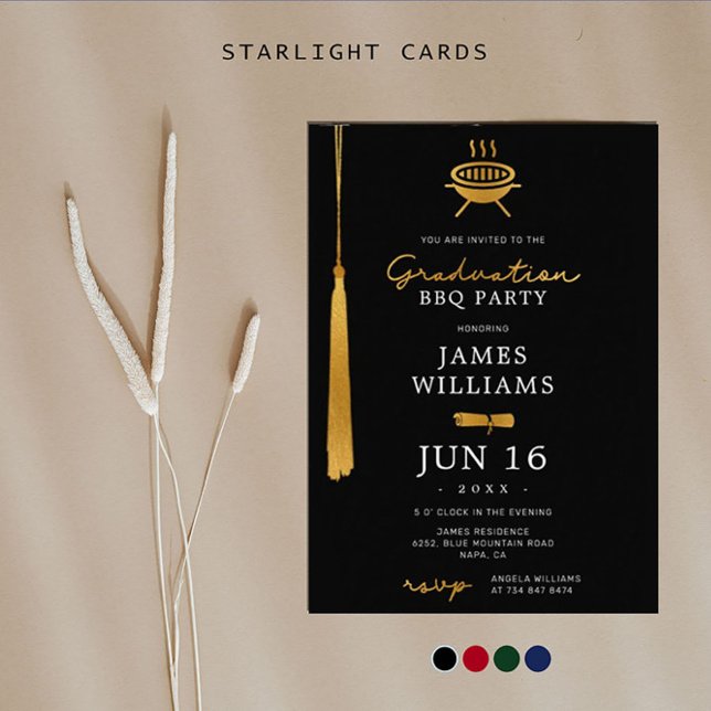 Lux Gold Foil Tassel Abschluss GRILLEN Party Black Einladung (Von Creator hochgeladen)