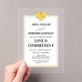 Lux Gold Herz Liebe & Commitment Zeremonie Acryleinladungen
