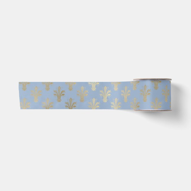 Lux Gold Lilie und Cerulean Blue Satinband (Vorderseite)