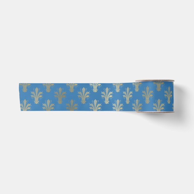 Lux Gold Lilie und Französisch Blue Satinband (Vorderseite)