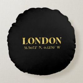 Lux Gold London Latitude & Longitude Rundes Kissen