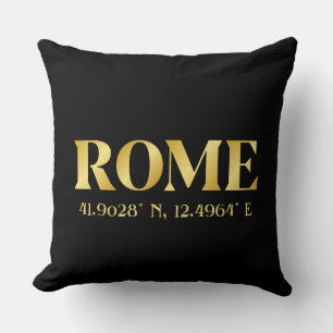 Lux Gold Rome Latitude & Longitude Kissen