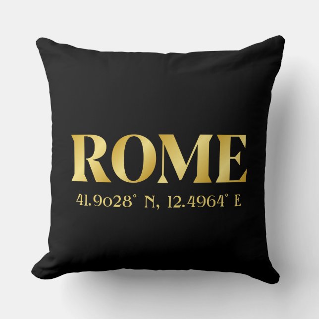 Lux Gold Rome Latitude & Longitude Kissen (Vorderseite)