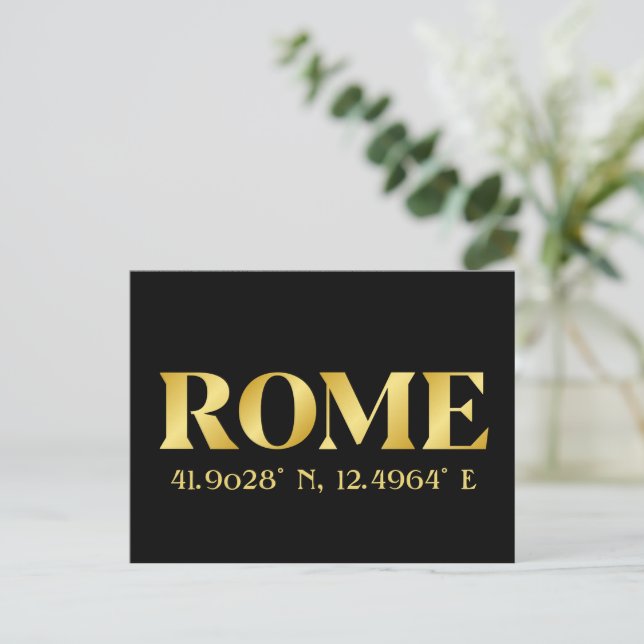 Lux Gold Rome Latitude & Longitude Postkarte (Stehend Vorderseite)