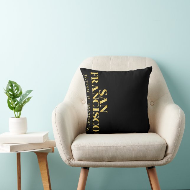 Lux Gold San Francisco Latitude & Longitude Kissen (Stuhl )