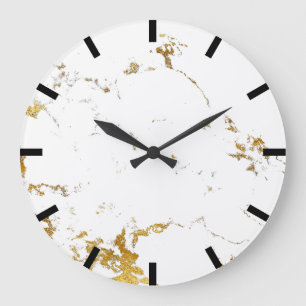 Lux-Goldschwarz-Marmorierungstein Carraras weißer Große Wanduhr