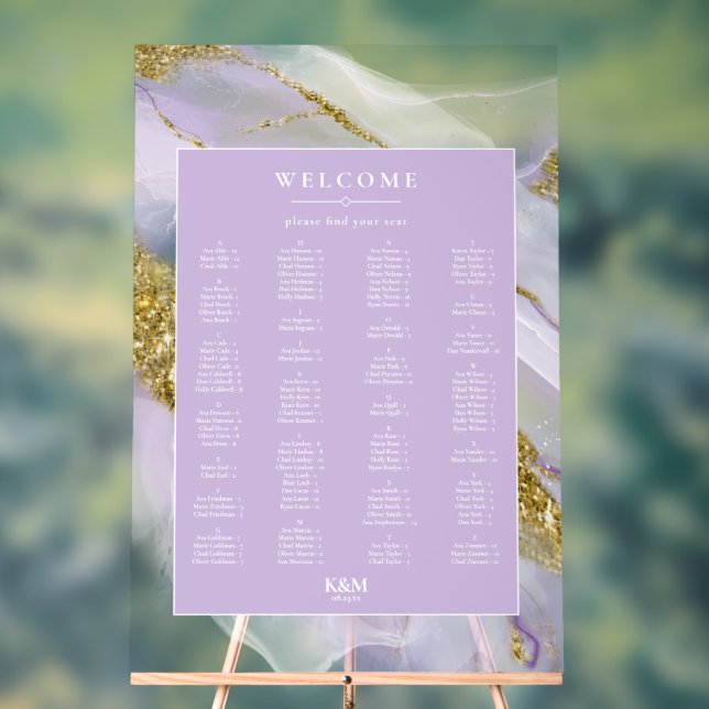 Lux Ink Lavender Abstrakte Sitzkarte ID990 Acrylschild (Neutral)