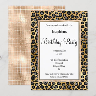 LUX LEOPARD CHAMPAGNE ANNIVERSAIRE INVITATION