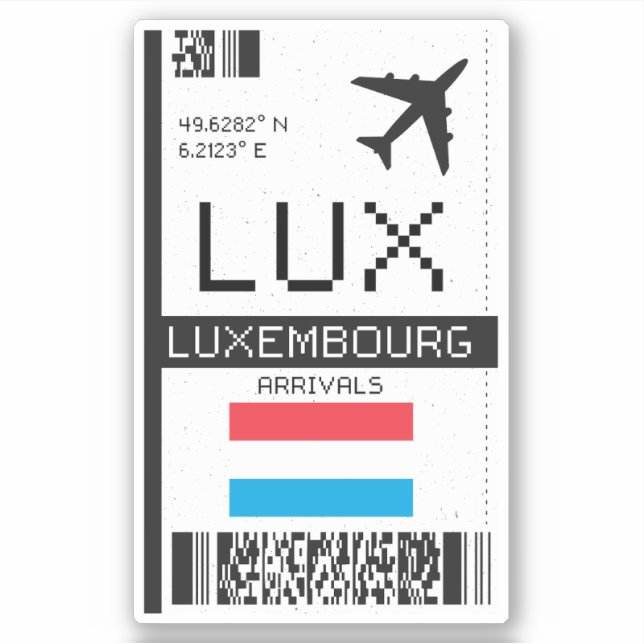 LUX Luxembourg Boarding Pass - Airport Travel Aufkleber (Vorderseite)