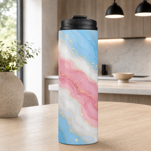 Lux Marmor Trans Pride Farben Thermosbecher (Von Creator hochgeladen)