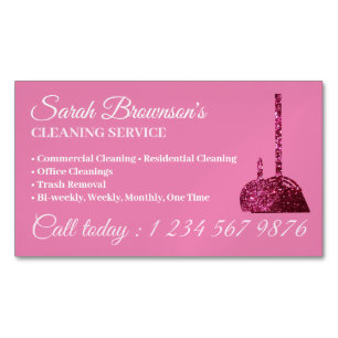 Lux Pink Glitz Glam Reinigungsdienst Gebäudereinig Magnetische Visitenkarte
