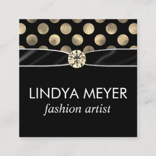 Lux Polka Dot Ribbon und Diamond Centre Piece Quadratische Visitenkarte
