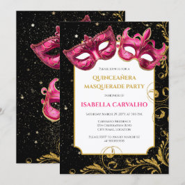 Lux Quinceañera Masquerade Party Einladung