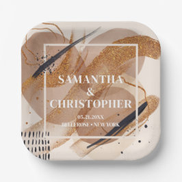 Lux Rose Gold Glitzer Kupferschattierungen Aquarel Pappteller
