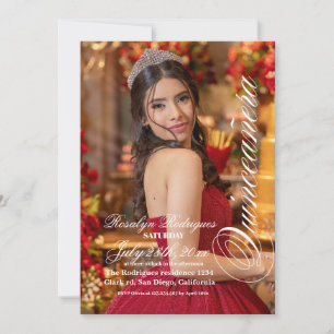 Lux und elegantes Foto Quinceanera Gold Einladung