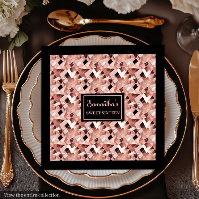 Lux Wedding Napkins Rose Gold Glitter Metallic Serviette (Lux Wedding Napkins Rose Gold Glitter Metallic)