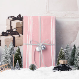 Lux Weihnachtsweiße Streifen auf rosa Wrapping Pap Geschenkpapier