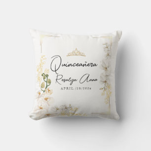 Lux White Orchid Princess Tiara Quinceañera Kissen