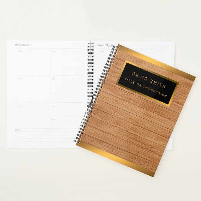 Luxe 2in1 Gold Wood Carte de visite moderne & (Devant avec enveloppe)