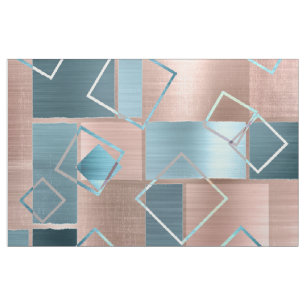 Luxe Abstrakt   Rose rot und Aquamarin geometrisch Stoff