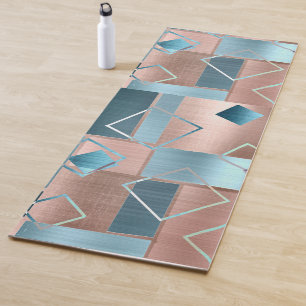 Luxe Abstrakt Rose rot und Aquamarin geometrisch Yogamatte