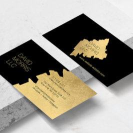 Luxe Abstrakte Gold-Pinselstriche-Logo auf Schwarz Visitenkarte