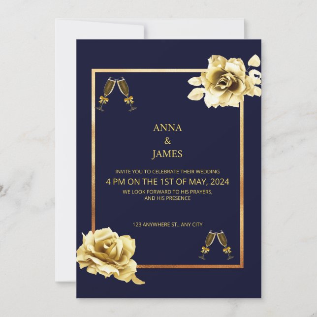 Luxe avec une Golden Invitation Card et design de (Devant)