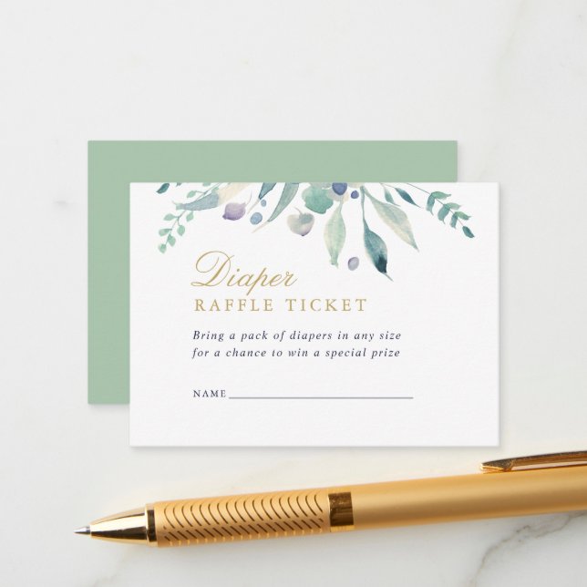 Luxe Baby shower Floral Carte Raffle (Devant/Arrière en situation)