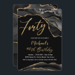 Luxe Black Agate Marble Gold Glitzer 40. Geburtsta Einladung<br><div class="desc">Personalisieren Sie diese luxuriöse Black and Rose Gold Agate Marble 40. Geburtstag Party Einladung mit Ihrem eigenen Wortlaut und Party Details einfach und schnell, einfach auf den Knopf anpassen, um den Stil und die Platzierung des Textes weiter zu ordnen und formatieren.  Matching Artikel im Shop! c) Das glückliche Cat Studio...</div>